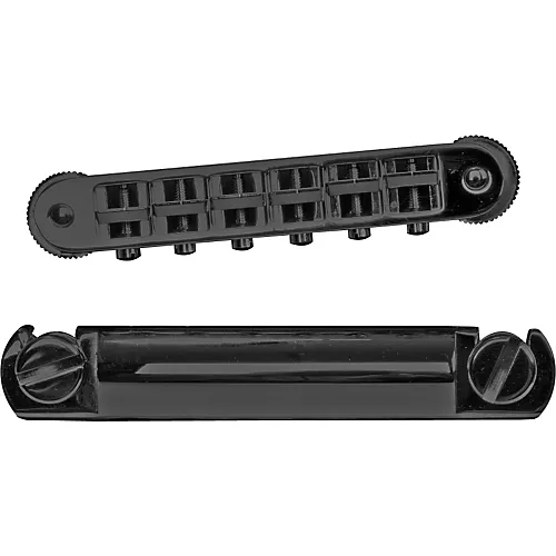TonePros Standard Locking Tune-o-matic/Tailpiece Set (small posts/notched saddles) Black - musicians--Friend