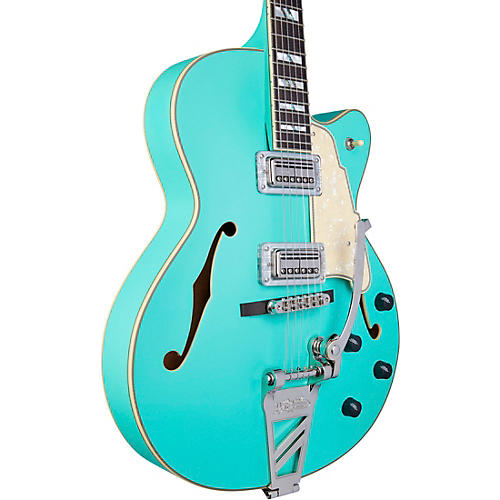 D'Angelico Deluxe Series 175 With TV Jones Humbuckers Limited-Edition Hollowbody Electric Guitar Matte Surf Green - musicians--Friend