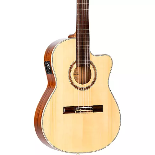 Ortega RCE138-T4 Thinline Acoustic-Electric Nylon Guitar High Gloss Natural - musicians--Friend