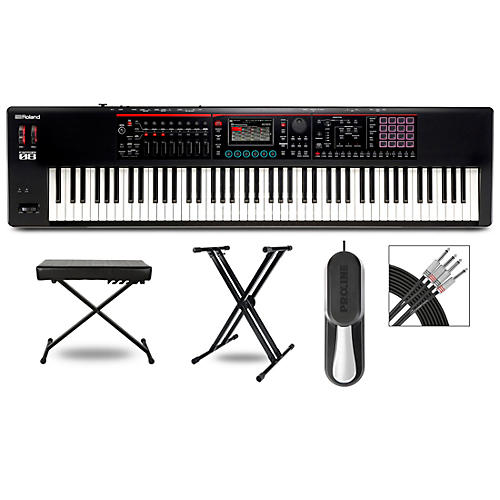 Roland FANTOM-08 Synthesizer With X-Stand, Sustain Pedal, Bench and Livewire Audio Cables - musicians--Friend