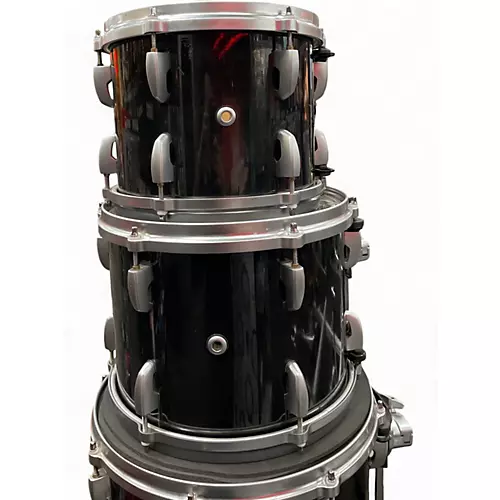 Used 2000s Pearl 5 Piece Masters Studio Black Drum Kit Black - musicians--Friend
