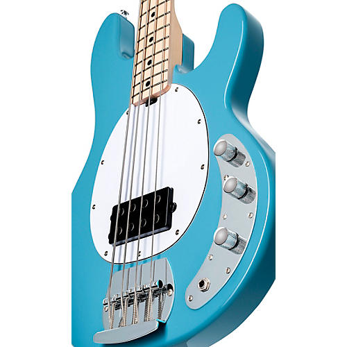 Sterling by Music Man S.U.B. StingRay RAY4 Maple Fingerboard Electric Bass Guitar Chopper Blue White Pickguard - musicians--Friend