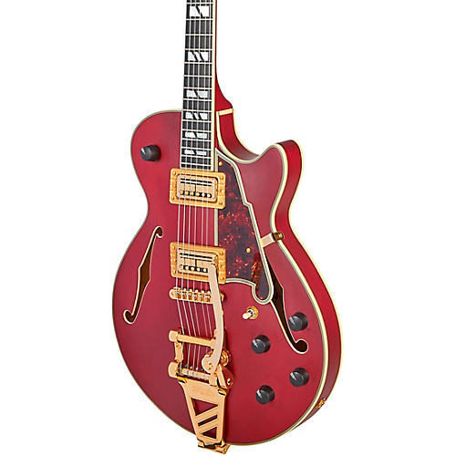 D'Angelico Deluxe Bobby Weir 3 Semi-Hollow Electric Guitar Satin Trans Wine - musicians--Friend