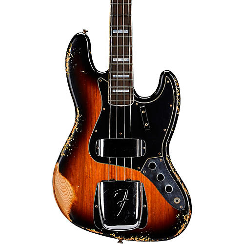 Fender Custom Shop Limited-Edition Custom Jazz Bass Heavy Relic Faded 3-Color Sunburst - musicians--Friend