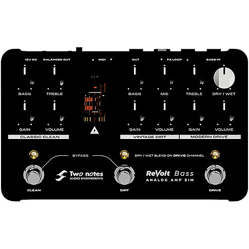 Two Notes AUDIO ENGINEERING ReVolt 3-Channel All-Analog Bass Simulator and DI Pedal Black - musicians--Friend