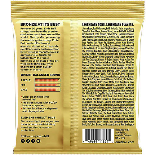 Ernie Ball Earthwood Medium 80/20 Bronze Acoustic Guitar Strings 3 Pack 13 - 56 - musicians--Friend
