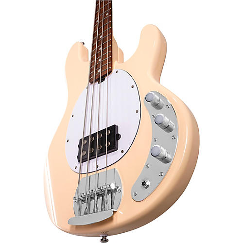 Sterling by Music Man StingRay Ray4 Electric Bass Guitar Pueblo Pink White Pickguard - musicians--Friend