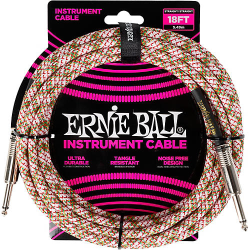 Ernie Ball Braided Instrument Cable Straight/Straight Emerald Argyle 18 ft. - musicians--Friend