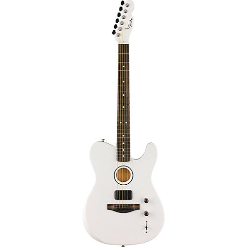 Fender FINNEAS Signature USA Limited-Edition Acoustasonic Telecaster Acoustic-Electric Guitar Arctic White - musicians--Friend