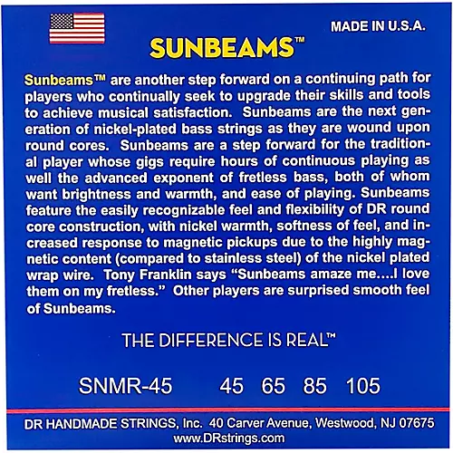 DR Strings Sunbeams SNMR-45 Medium Short Scale 4 String Bass Strings - musicians--Friend