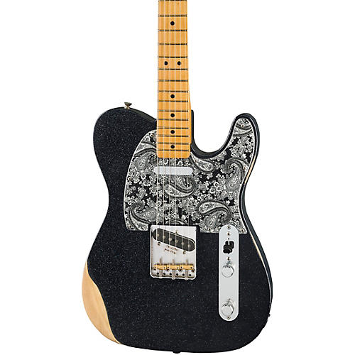Fender Brad Paisley Road Worn Telecaster Electric Guitar Black Sparkle - musicians--Friend