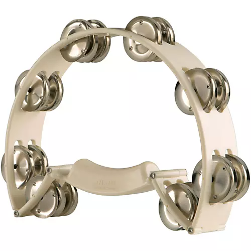 Sound Percussion Labs Baja Percussion Shape Shifter Tambourine With Double-Row Steel Jingles White - musicians--Friend