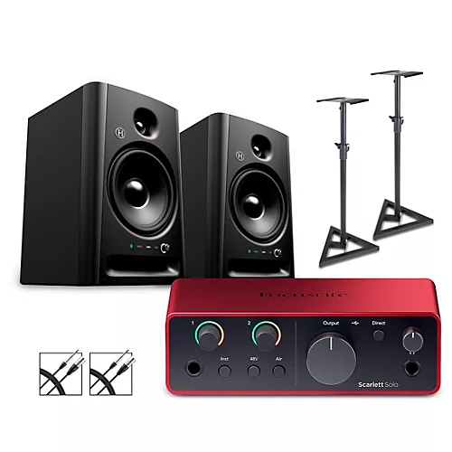 Focusrite Solo Gen4 With Harbinger Studio Monitor Pair, Stands & Cables SM508 - musicians--Friend