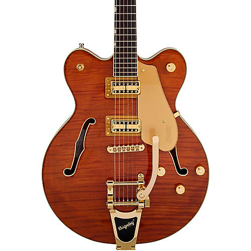 Gretsch Guitars Electromatic LTD Flame Okoume Broadkaster Double-Cut Electric Guitar With Bigsby Roundup Orange Stain - musicians--Friend