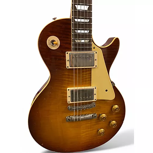 Used 2018 Gibson CUSTOM SHOP LES PAUL STANDARD  1960 REISSUE WILDWOOD SPEC Iced Tea Solid Body Electric Guitar Iced Tea - musicians--Friend