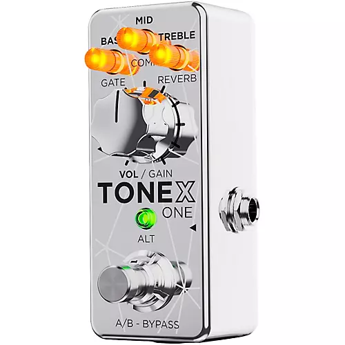 IK Multimedia TONEX ONE Limited-Edition Joe Satriani Collection Modeling Amp & Distortion Effects Pedal Silver - musicians--Friend