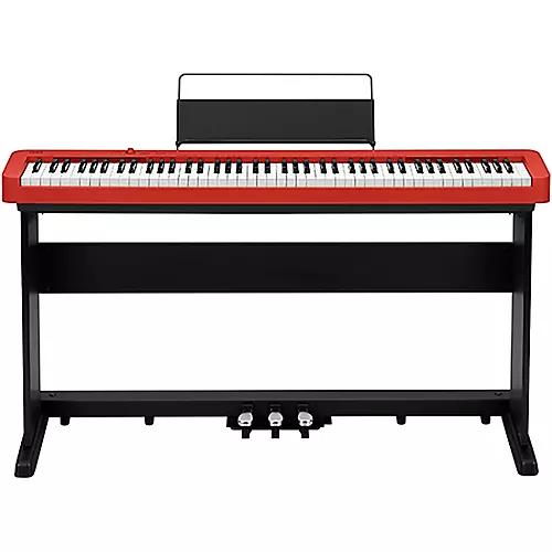 Casio CDP-S160 Digital Piano With Matching CS-470P Stand and Triple Pedal Red - musicians--Friend