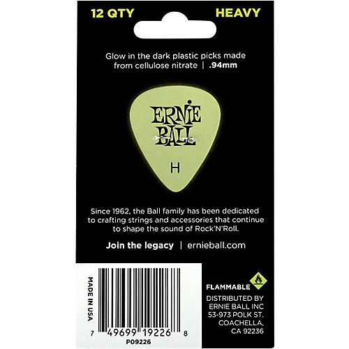 Ernie Ball Super Glow Guitar Picks Heavy 12 Pack - musicians--Friend