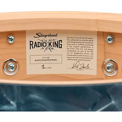 Slingerland Limited-Edition Radio King Finish Ply Maple Snare Drum 14 x 5 in. Black Diamond Pearl - musicians--Friend