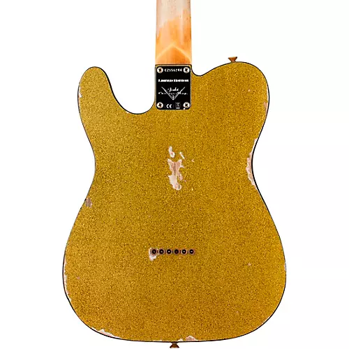 Fender Custom Shop '60s Custom Telecaster Thinline Relic Limited-Edition Electric Guitar Chartreuse Sparkle - musicians--Friend