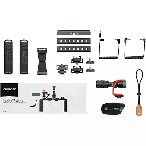 Saramonic VGM Smartphone/Camera Vlogging & Video Production Kit with Adjustable Dual Stabilizing Grips, Shoe Mounts & Vmic Mini Microphone - musicians--Friend
