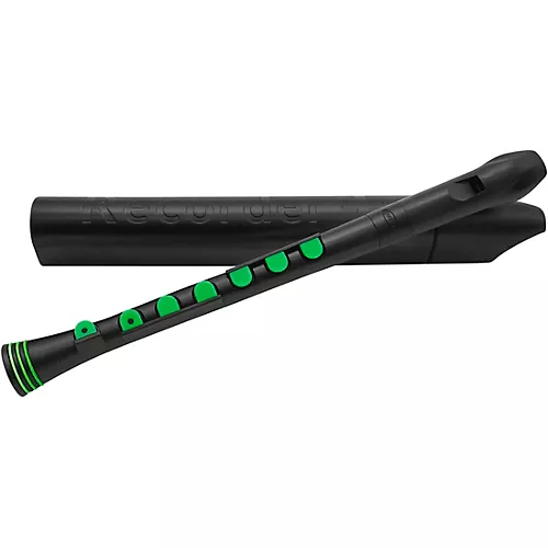 Nuvo Recorder+ Baroque Fingering With Hard Case Black/Green - musicians--Friend