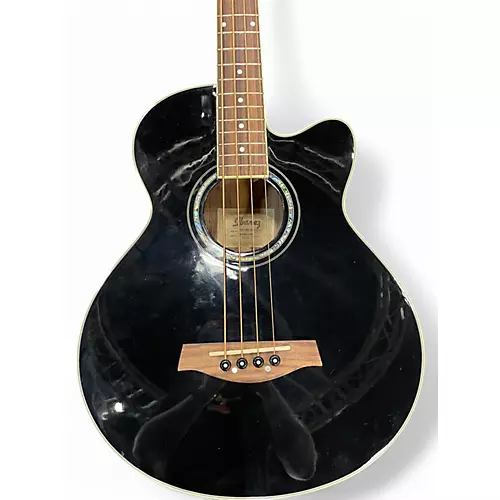 Used Ibanez AEB10BE Black Acoustic Bass Guitar Black - musicians--Friend