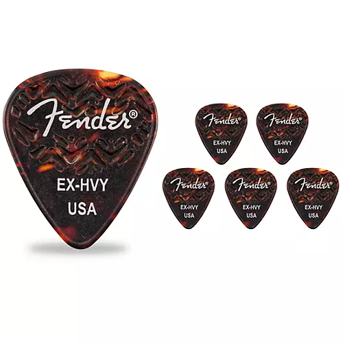 Fender 351 Shape Wavelength Picks (6-Pack), Tortoise Shell Extra Heavy 6 Pack - musicians--Friend