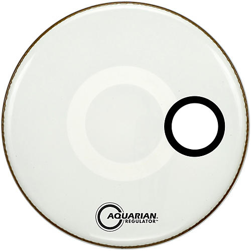 Aquarian Regulator RSM Off-Set Hole Bass Drum Head Gloss White 22 in. - musicians--Friend