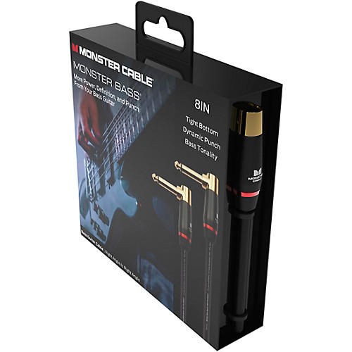 Monster Cable Prolink Bass Instrument Cable Right Angle to Right Angle 8 in. Black - musicians--Friend