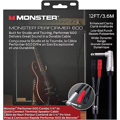 Monster Cable Prolink Performer 600 Combo Amp Speaker Cable 12 ft. Black - musicians--Friend