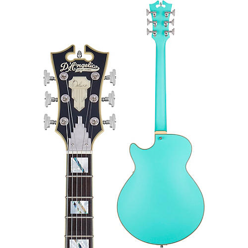 D'Angelico Deluxe SS Semi-Hollow Electric Guitar With D'Angelico Shield Tremolo Matte Surf Green - musicians--Friend