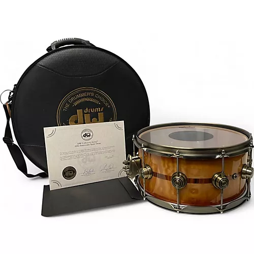 Used DW 14X6.5 50th Anniversary Snare Persimmon-Spruce Drum Persimmon-Spruce 213 - musicians--Friend