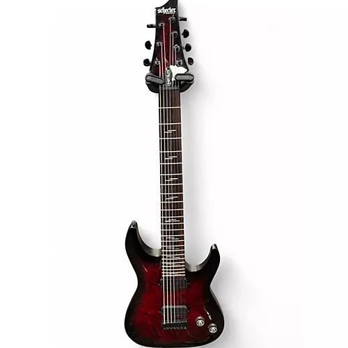 Used Schecter Guitar Research OMEN ELITE 7 TRANS RED Solid Body Electric Guitar TRANS RED - musicians--Friend