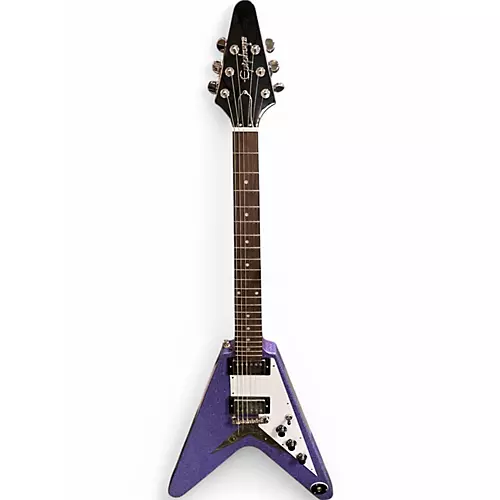 Used Epiphone 1958 Korina Flying V Purple GLITTER Solid Body Electric Guitar Purple GLITTER - musicians--Friend