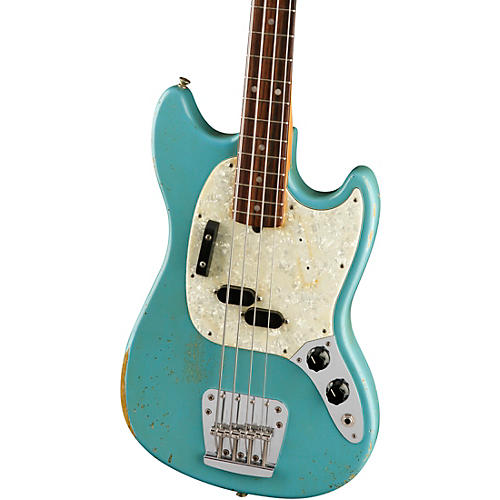 Fender Justin Meldal-Johnsen Road Worn Mustang Electric Bass Black - musicians--Friend