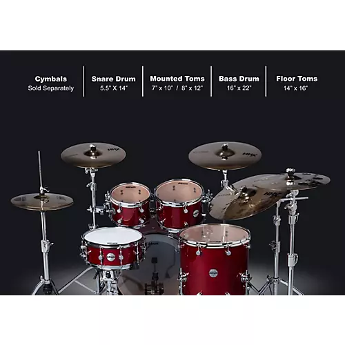 Open-Box Ddrum Reflex Elite 5-Piece Drum Shell Pack Condition 1 - Mint Trans Red - musicians--Friend