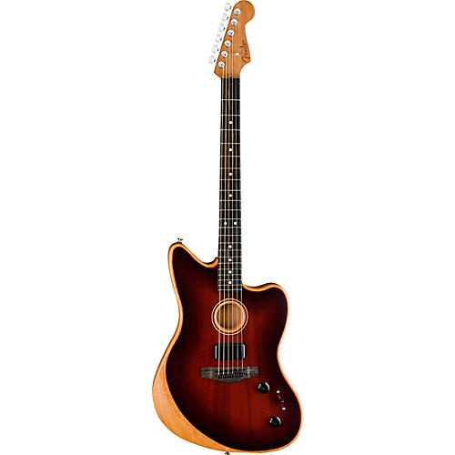 Fender American Acoustasonic Jazzmaster All-Mahogany Acoustic-Electric Guitar Bourbon Burst - musicians--Friend