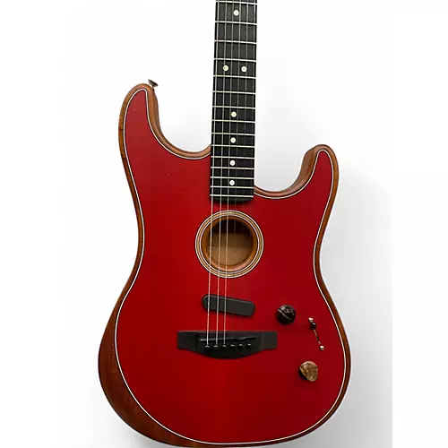 Used Fender American Acoustasonic Stratocaster red Acoustic Electric Guitar red - musicians--Friend
