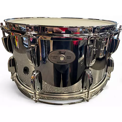 Used Pearl 13X7 Sensitone Snare Chrome Over Brass Drum Chrome Over Brass 198 - musicians--Friend