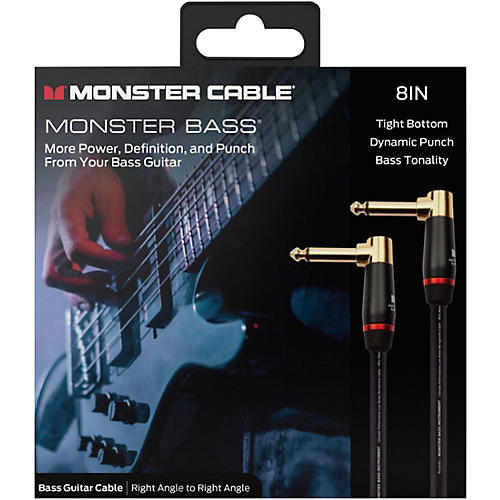 Monster Cable Prolink Bass Instrument Cable Right Angle to Right Angle 8 in. Black - musicians--Friend