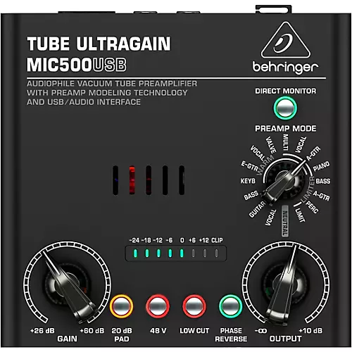 Behringer MIC500USB Audiophile Vacuum Tube Preamplifier with Preamp Modeling Technology and USB/Audio Interface - musicians--Friend