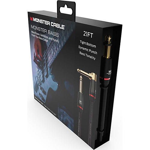 Monster Cable Prolink Monster Bass Pro Audio Instrument Cable, Right Angle to Straight 12 ft. Black - musicians--Friend
