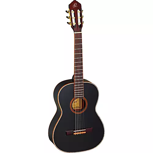 Ortega Family Series R221BK-7/8 7/8 Size Classical Guitar Gloss Black 0.875 - musicians--Friend