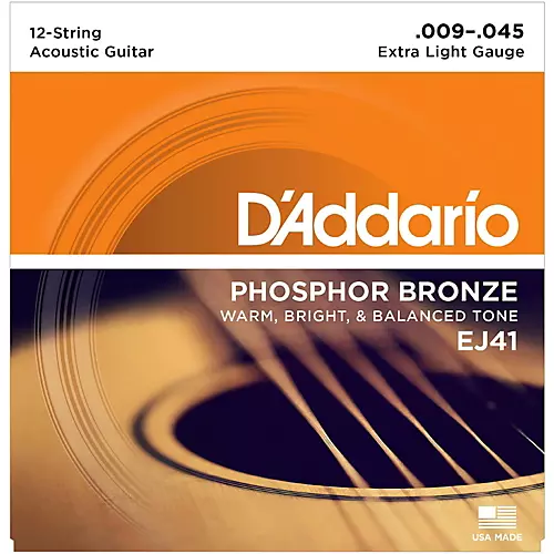 D'Addario EJ41 12-String Phosphor Bronze Extra Light Acoustic Guitar Strings - musicians--Friend
