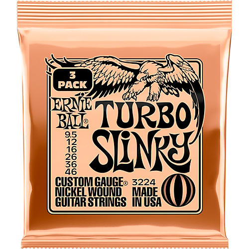 Ernie Ball Turbo Slinky Nickel Wound Electric Guitar Strings 3-Pack 9.5 - 46 - musicians--Friend