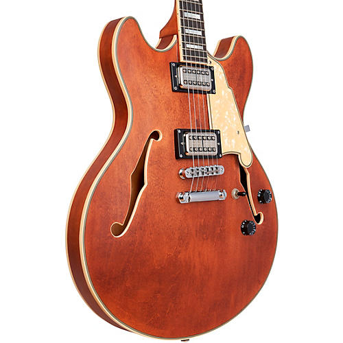 D'Angelico Premier Series DC XT Limited-Edition Semi-Hollow Electric Guitar with Seymour Duncan Psyclone Humbuckers Matte Walnut - musicians--Friend