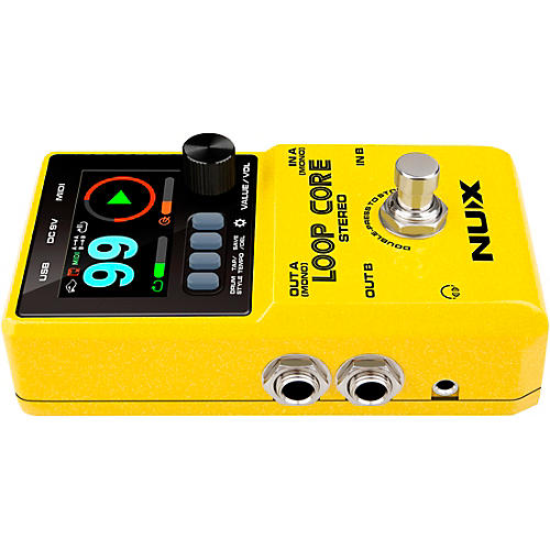 NUX Loop Core Stereo Looper with MIDI and Drum Patterns Effects Pedal Yellow - musicians--Friend