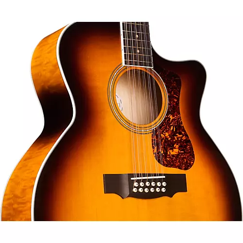 Guild F-2512CE Deluxe 12-String Cutaway Jumbo Acoustic-Electric Guitar Antique Burst - musicians--Friend