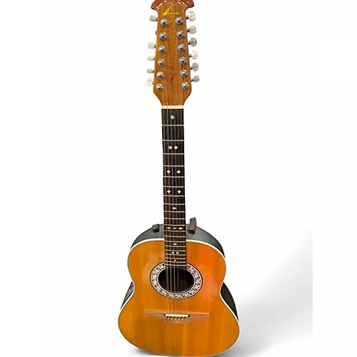 Used Ovation 1755Custom Balladeer Natural 12 String Acoustic Electric Guitar Natural - musicians--Friend
